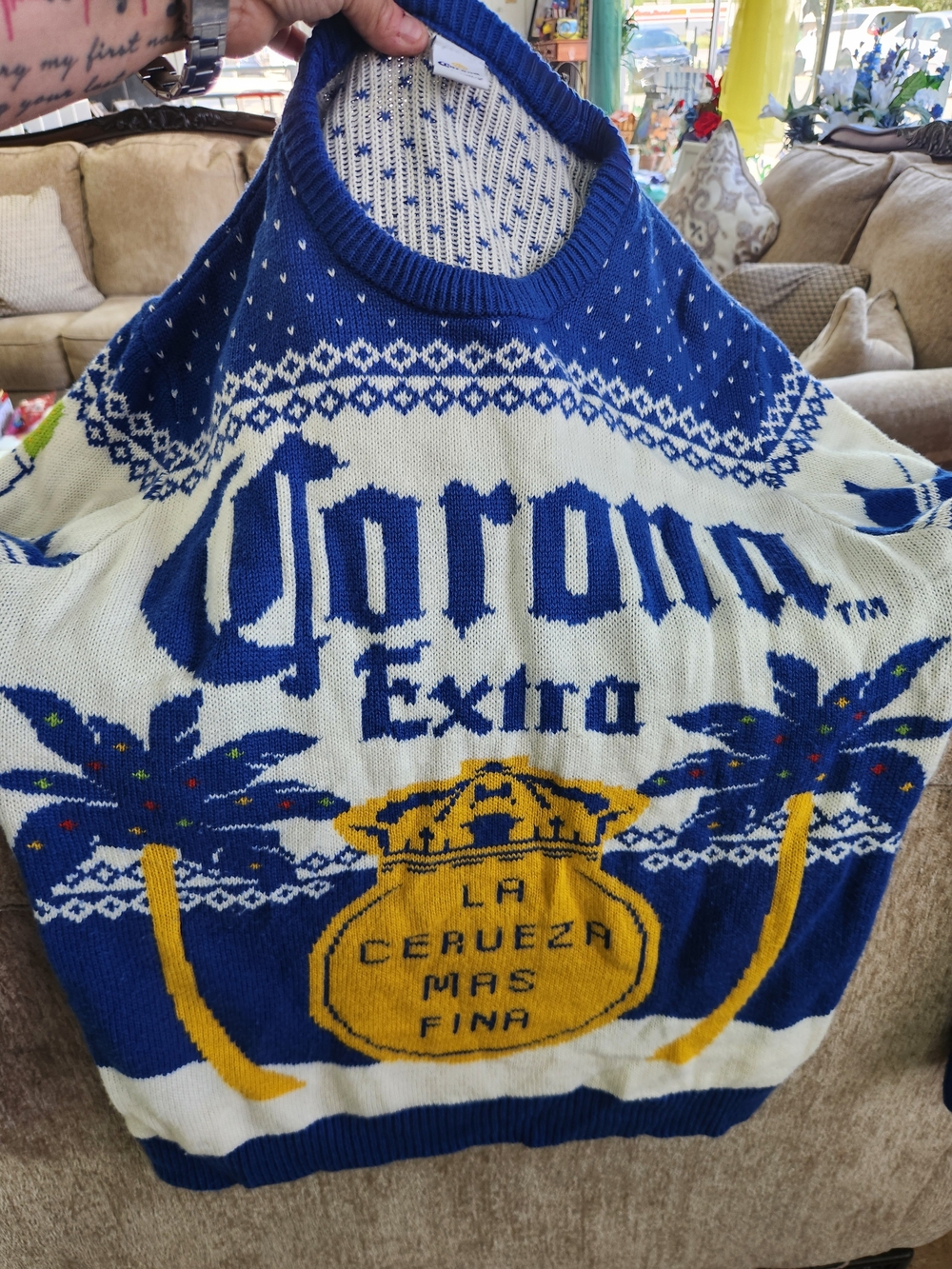 Corona Extra Knit Sweater - Blue, Cream & Yellow